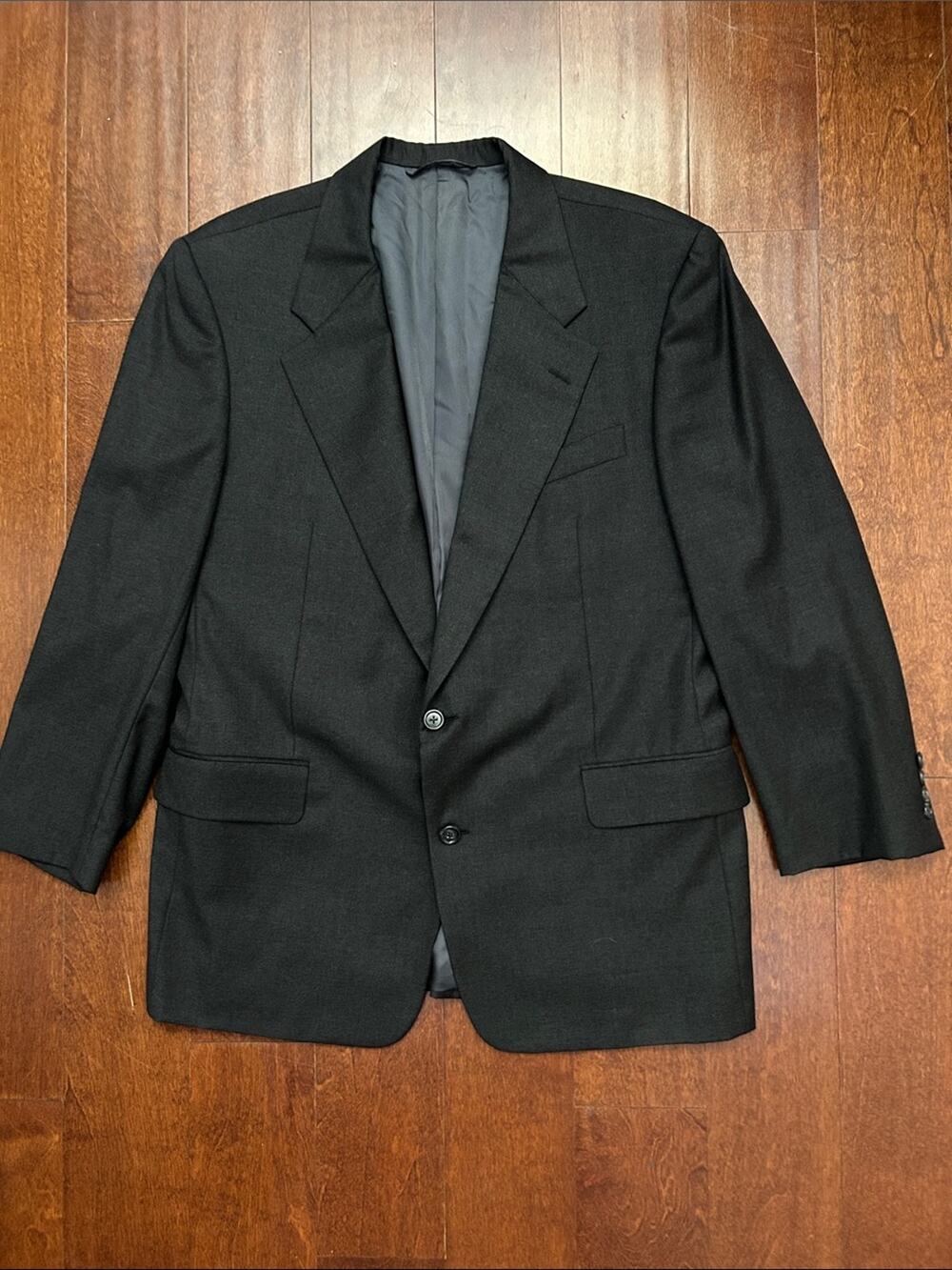 Hickey Freeman 100% Wool Charcoal Gray Single-Breasted Blazer, Size 44R